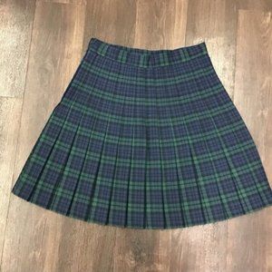 Vintage Pleated Blue Green Plaid Jr Skirt. Sz 11